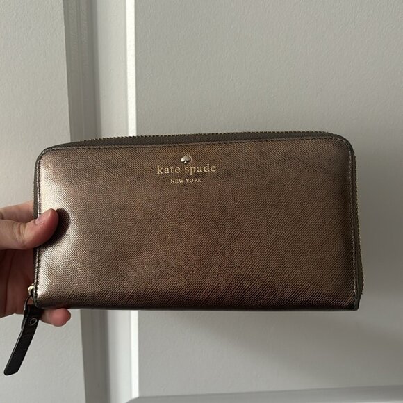 kate spade Handbags - Kate Spade Bronze Metallic Large Wallet